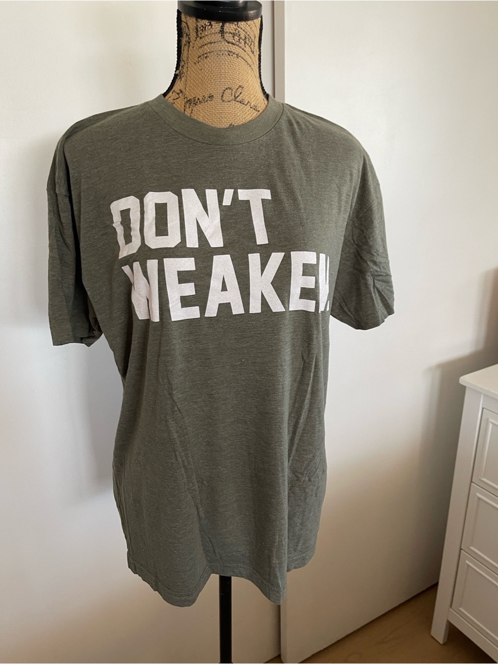 Rogue Olive Green Short Sleeve Tee with White DON'T WEAKEN Graphic